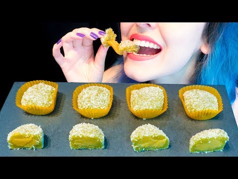 ASMR: Chewy Japanese Mochi | Green Coconut Pandan ~ Relaxing Eating Sounds [No Talking|V] 😻