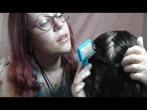 ASMR 💆‍♀️ HAIR DE-TANGLING ROLEPLAY Scalp Check with Pet Brush | Aprons Gloves🧤Rat Tailed Comb