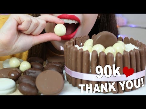 ASMR Chocolate CREAM CAKE + OREO COOKIE PARTY (CRUNCHY & SOFT Eating Sounds)