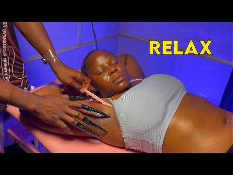 ASMR Gentle Armpit Shaving Tickling ,Belly Button Cleaning & Body massage Soft Whispers & Relaxation