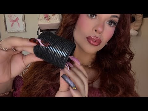ASMR: Putting in Hair Rollers 🎀 Parting, Clipping + Tingly Nails [No Talking]