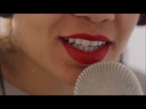 ASMR lipstick application // whispering // mouth sounds