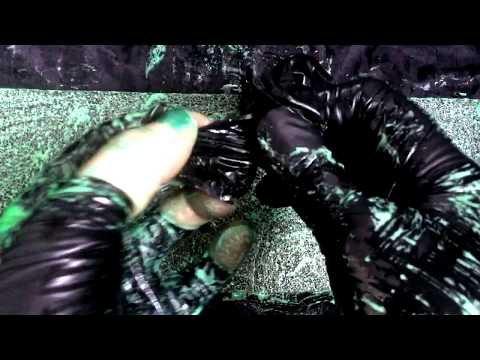 Latex GLOVES in BLACK❤  Soapy ,Slippery ,Shiny LAYER LATEX [[ASMR]]
