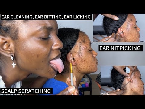 Best Ear licking, ear cleaning , & Spit Painting for Intense Tingles, Scalp Scratching
