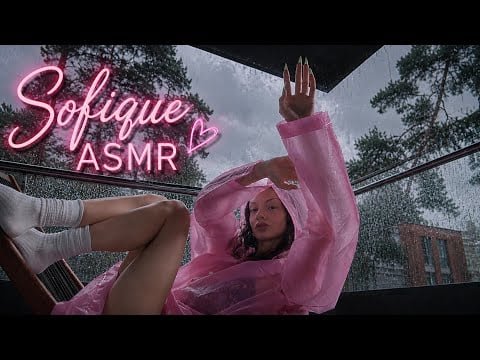 Rainy Balcony ASMR 🌧️ Raincoat Scratching 🩷
