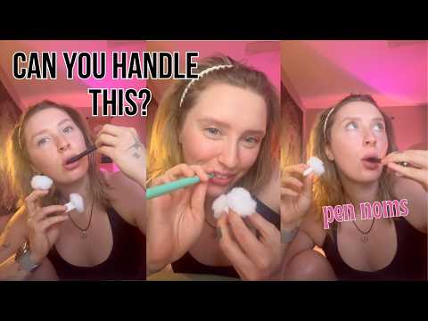 ASMR Ear to Ear Mouth Sounds 😮 Testing Your Sensitivity (Pen Nibbling)