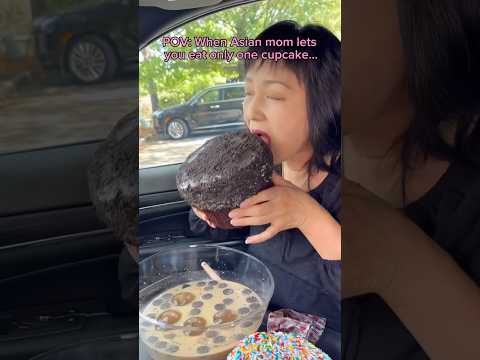 When Asian mom lets you eat only one cupcake… #food #eating #dessert