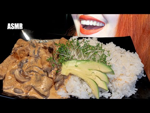 ASMR: MUSHROOM STROGANOFF W/ SAUSAGES | BIG BITES | Recipe Video 🍜 Relaxing Eating [No Talking|V]😻