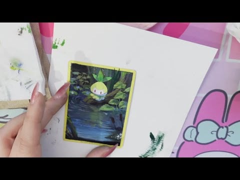 Painting a Pokémon card! (Petilil)