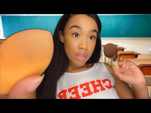 ASMR Cheerleader Does Your Make-up In Class 💄📣 Make-up Application Role-play