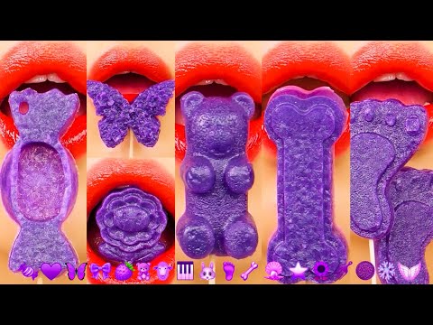 asmr PURPLE EMOJI FOOD  KOHAKUTO 보라색 코하쿠토 이모지 먹방 eating sounds