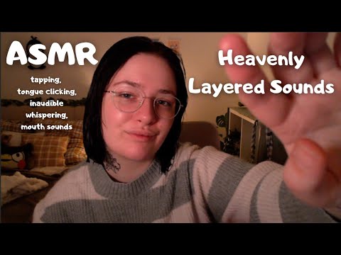 Layered ASMR Sounds | tongue clicking, tapping, mouth sounds, inaudible whispering
