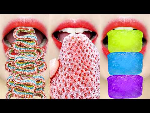 ASMR Frozen Treats!🧊🍎🍯 Ice, Fruit, Honey Jelly 10Min Emoji MUKBANG 얼린 간식 이모지 먹방 모음집 Eating Sounds