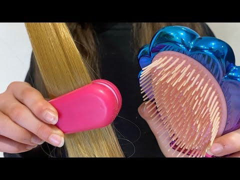 ASMR brushing + straightening your hair | real hair | hair brushing | lo-fi | no talking