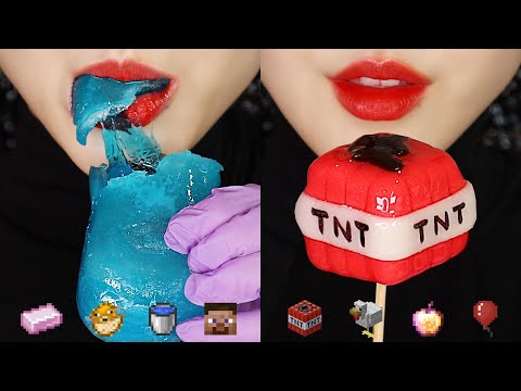 MINECRAFT FOOD ASMR FROZEN AGAR JELLY ASMR EMOJI FOOD ASMR 🧼