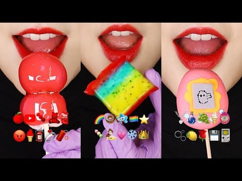 8MINUTES VERTICAL EMOJI MUKBANG Y2K FOOD, CANDIED MOCHI ETC 💾
