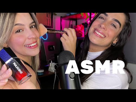 ASMR ME MAQUIANDO COM MINHA PRIMA 🩷