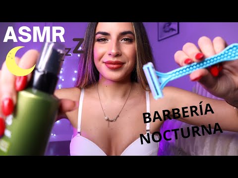 Asmr BARBERÍA NOCTURNA 🌙  Lavo, Peino y Corto Cabello y afeito 🧼 Masaje Capilar 💤 Roleplay