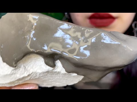 МОКРЫЙ ПЕСОЧНЫЙ МЕЛ В ПАСТЕ🩶|  Старый оскол и Дачный | Wet chalk with cream | ASMR