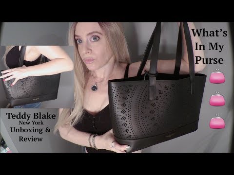 ASMR Gum Chewing What's In My Purse / Unboxing Teddy Blake Handbag