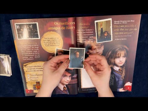 ASMR: FOLHEANDO ÁLBUM DO HARRY POTTER E COLANDO FIGURINHAS