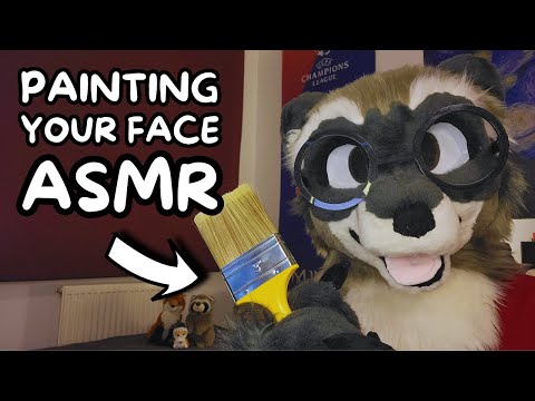 [Furry ASMR] Raccoon Paints Your Face! | Fursuit Tingles (Brushing, Visual Triggers, Lotion...)