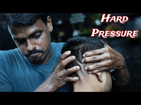 Hard Pressure Head Massage By Strong Wrist Barber | Deep Tissue Head & Shoulder Massage ASMR