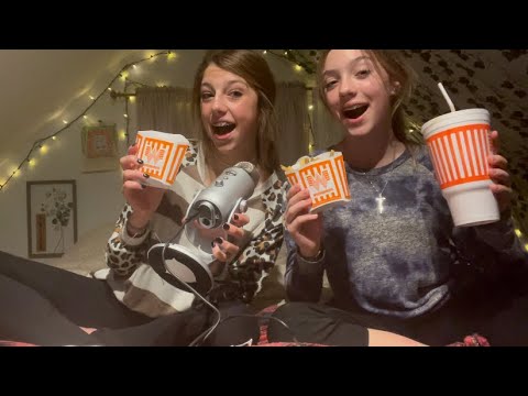 ASMR Whataburger Mukbang W/ my friend Aubrey ❤️🍔🍟 🥤😂