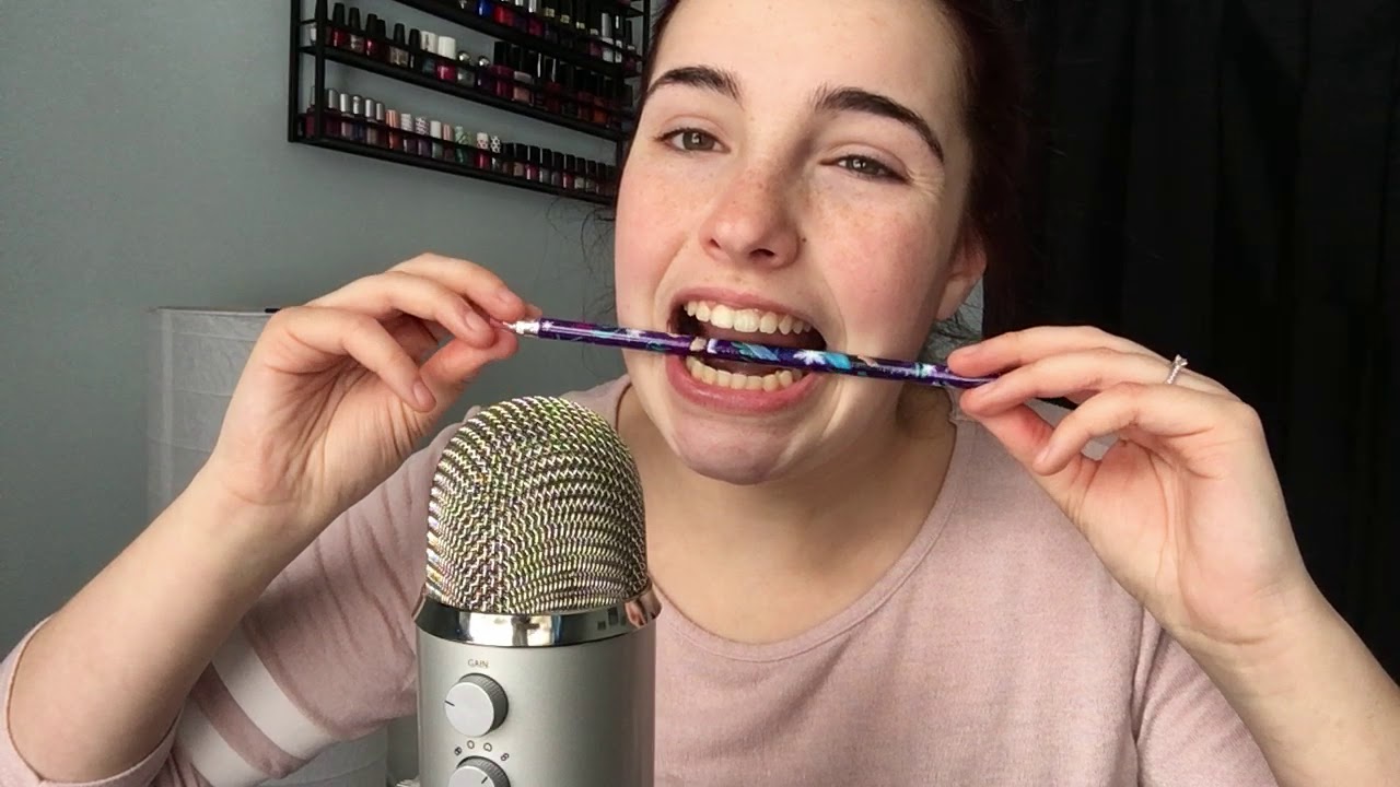 |ASMR| No Talking Spoolie & Pencil Biting | INTENSE Mouth Sounds | NOMS|