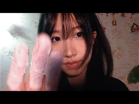 ASMR face massage, touching, brushing ▶️100% volume (layered sounds, hand movement)