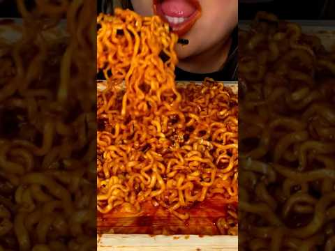 Eating the spiciest noodles 🥵 #shorts #asmr #foodie #spicynoodles