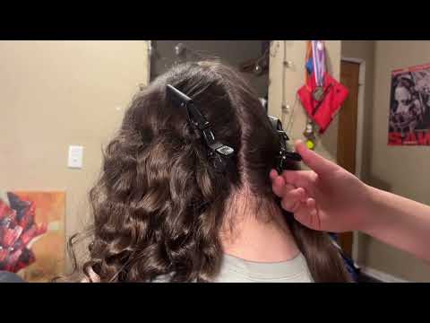 ASMR Curling my Brothers Hair~ Soft Speaking, Hair brushing etc🥱