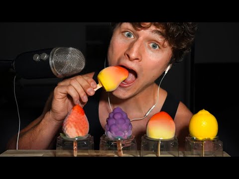 ASMR Fruit Icecream Eating 🥭🍓🍇🍑🍋 (Satisfying Crunches)