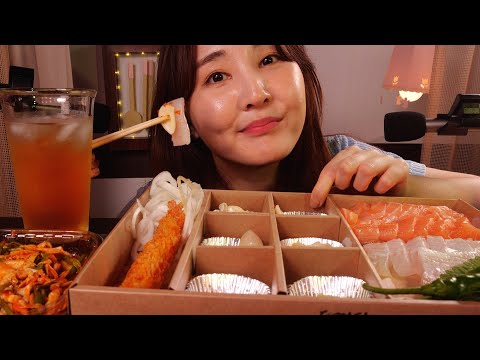 🐟 쫄깃한 숙성 광어회, 연어회 Eating Sound ASMR