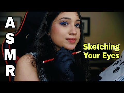 ASMR | Sketching/Drawing ✏Your Eyes 👁👁 With Black Latex Gloves 🧤 | THE VJ ASMR