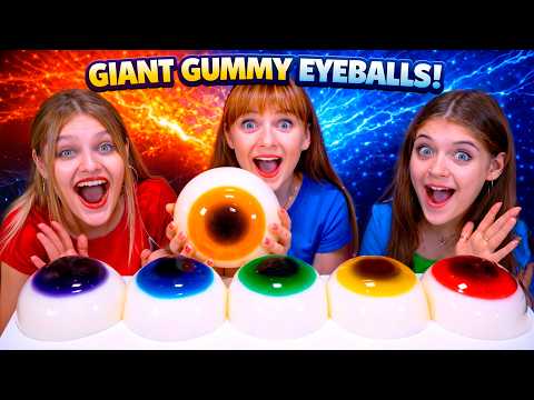 ASMR Candy Race With Closed Eyes, Giant Gummy Eyeballs Compilation