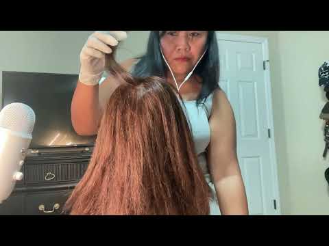 ASMR Sleep Time ~ Scalp Check & Hair TREATMENT - Scalp Scrushing, Hair brushing Head massage 🤣