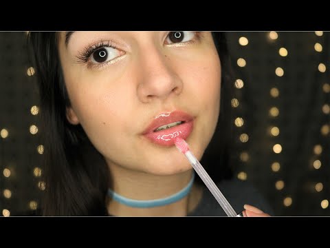 ASMR Applying Lip Gloss On You and Me (Mouth Sounds, Kisses, Personal Attention, Close up)