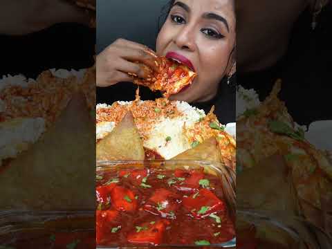 ASMR Eating Spicy Fried Rice,Pulao,Paneer Masala,Poori South Indian Street Food ASMR Eating Mukbang