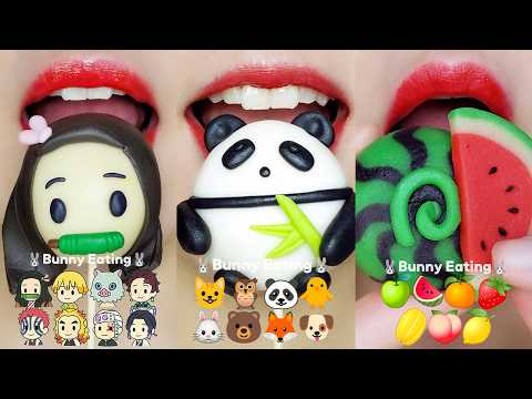 ASMR Colorful Wagashi EMOJI MUKBANG 알록달록 다양한 화과자 먹방 🌸🍡 Eating Sounds