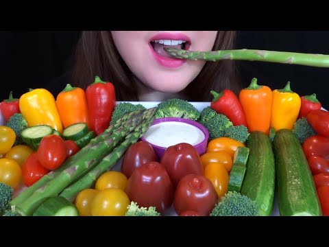 HEALTHY EATING ASMR Raw Veggie Platter - EXTREMELY SATISFYING Crunchy Sounds!