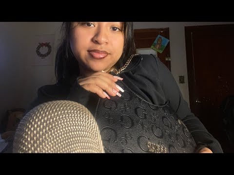 ASMR what’s in my purse 👛 ( rummaging ,mouth sounds,tapping)