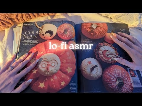 Lo-fi ASMR | Cozy fall magazine tracing & flip through 🍂 (Fireplace ambience)