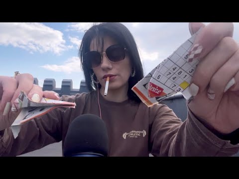 ASMR | Magazine Flipping, Ripping, Burning & Scrunching! (Crinkle Sounds & Smoking)