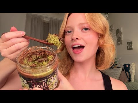 ASMR ~ EATING 5 NERDY NUTS PEANUT BUTTERS 🥜💚🍫🍬