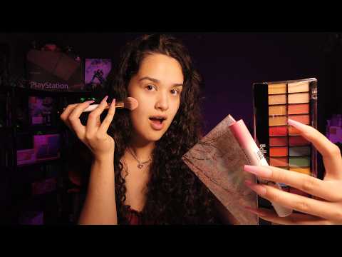 [ASMR] tentando fazer minha MAKE com UNHAS gigantes