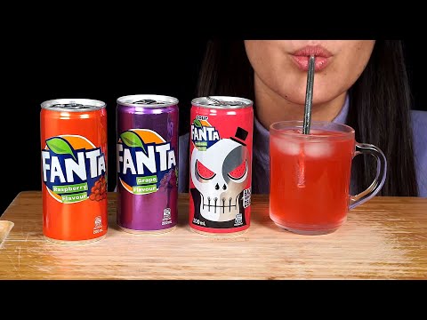 ASMR Fanta Drinking & Ice Sounds ~ Sour Watermelon, Raspberry & Grape (No Talking)