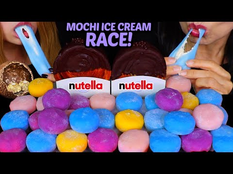 ASMR MOCHI ICE CREAM RACE! NUTELLA CROISSANT *soft and sticky* eating sounds 먹방