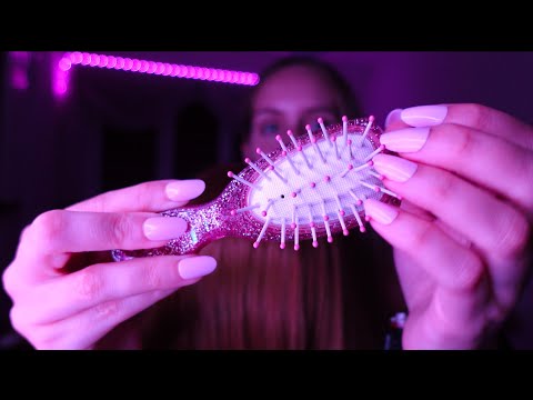 ASMR Hair Brushing Sounds: Different Brushes & Tascam Mic (no Talking)