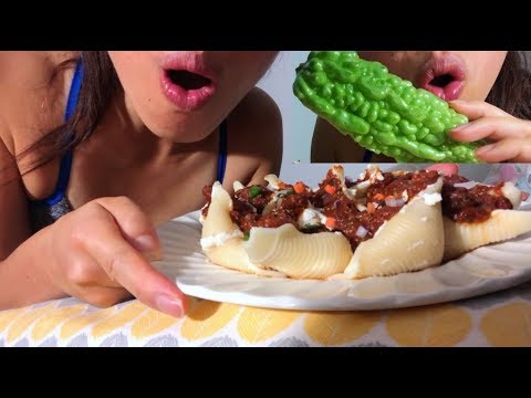 ASMR I'm Eating Stuffed Pasta Shells & Alligator Skin?! (Pleasant Eating Sounds/ CHATTY MUKBANG)